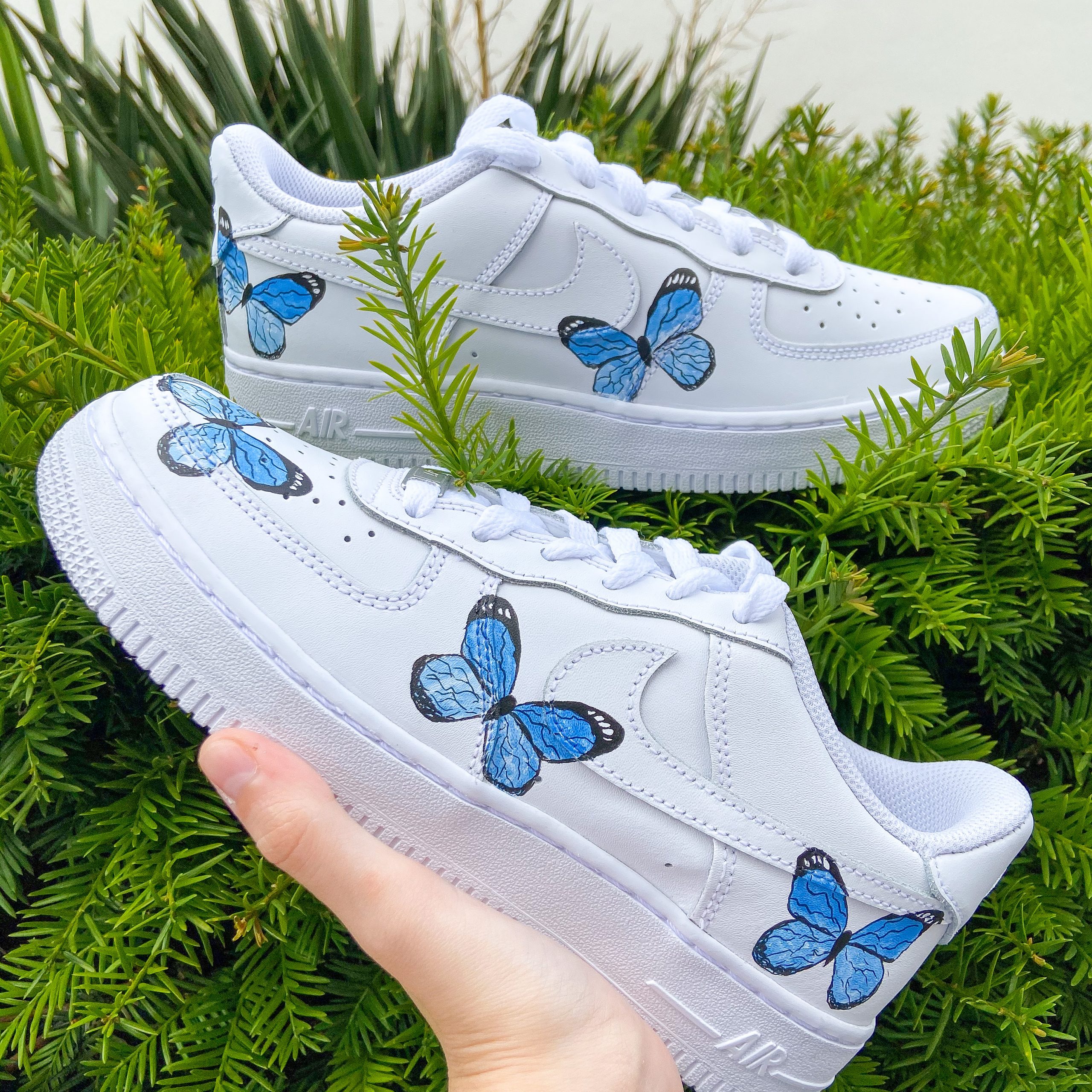 white air forces blue butterflies